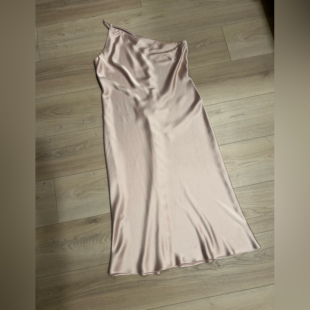 Jenny Yoo Blush Satin Dress, Champagne, Size 10